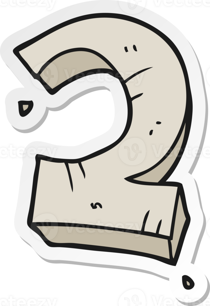 sticker of a cartoon stone number two png