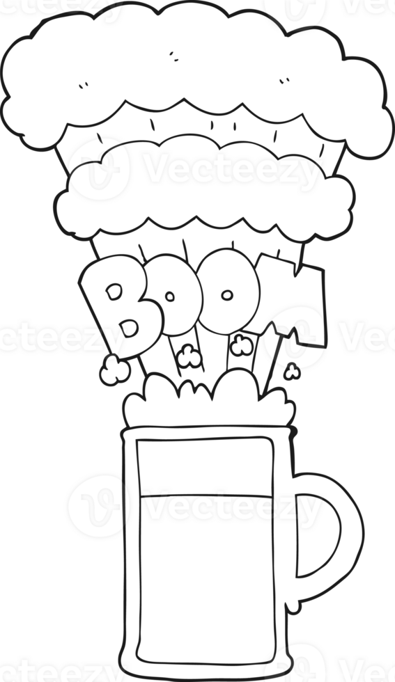 black and white cartoon exploding beer png