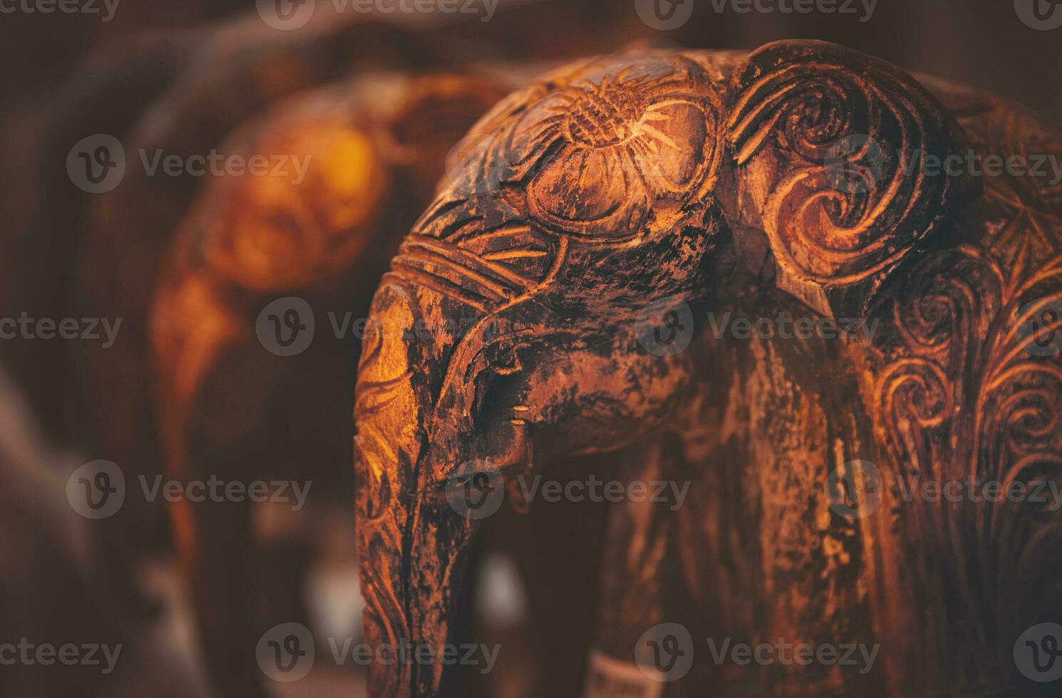 Beautiful wooden elephants photo