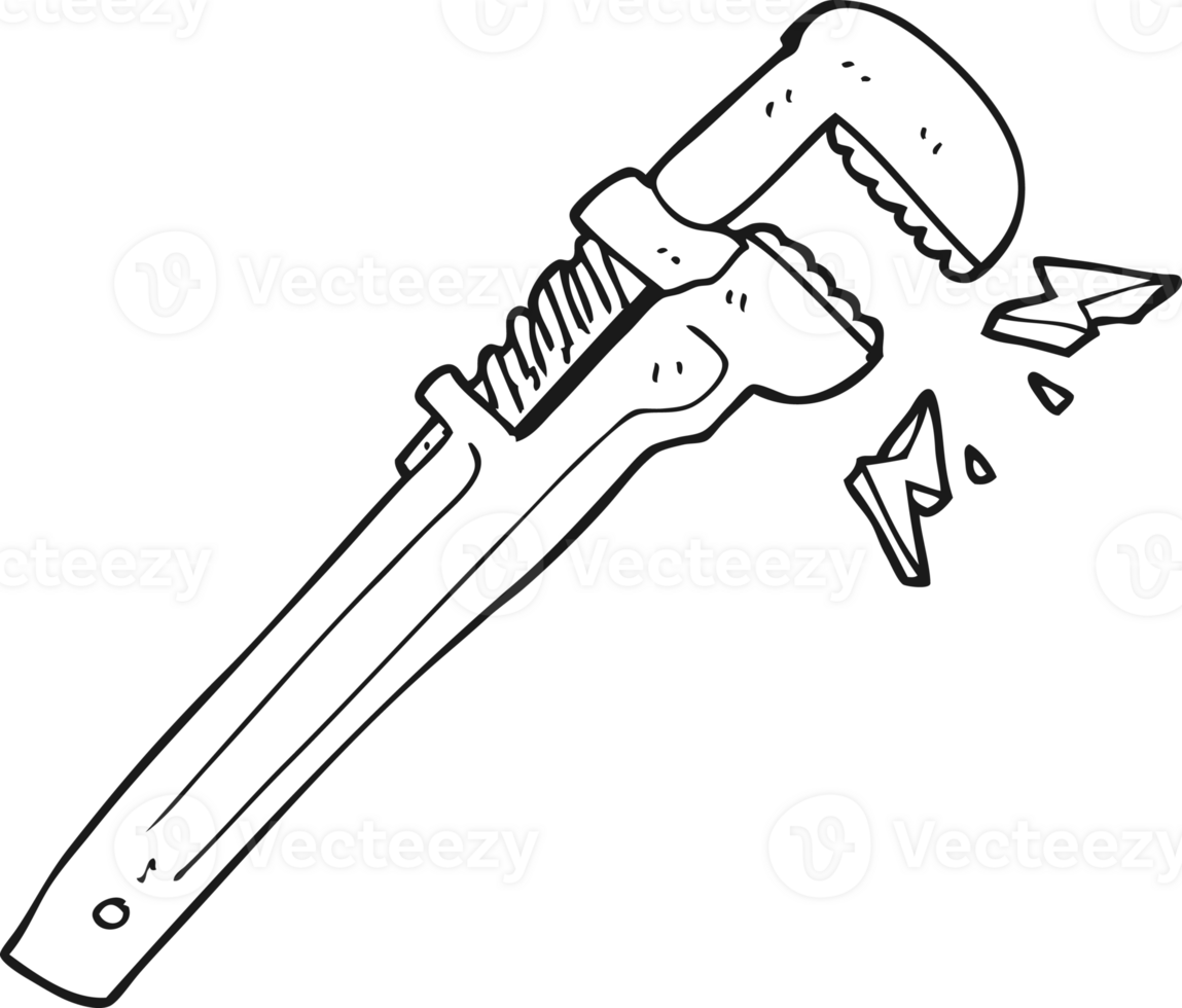black and white cartoon adjustable wrench 36453207 PNG