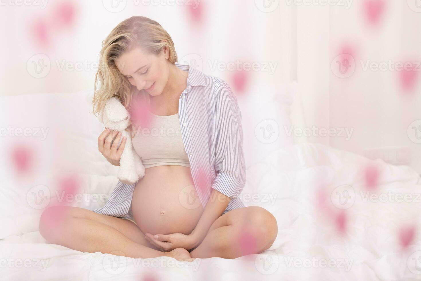 Happy Pregnant Female on Third Trimester photo