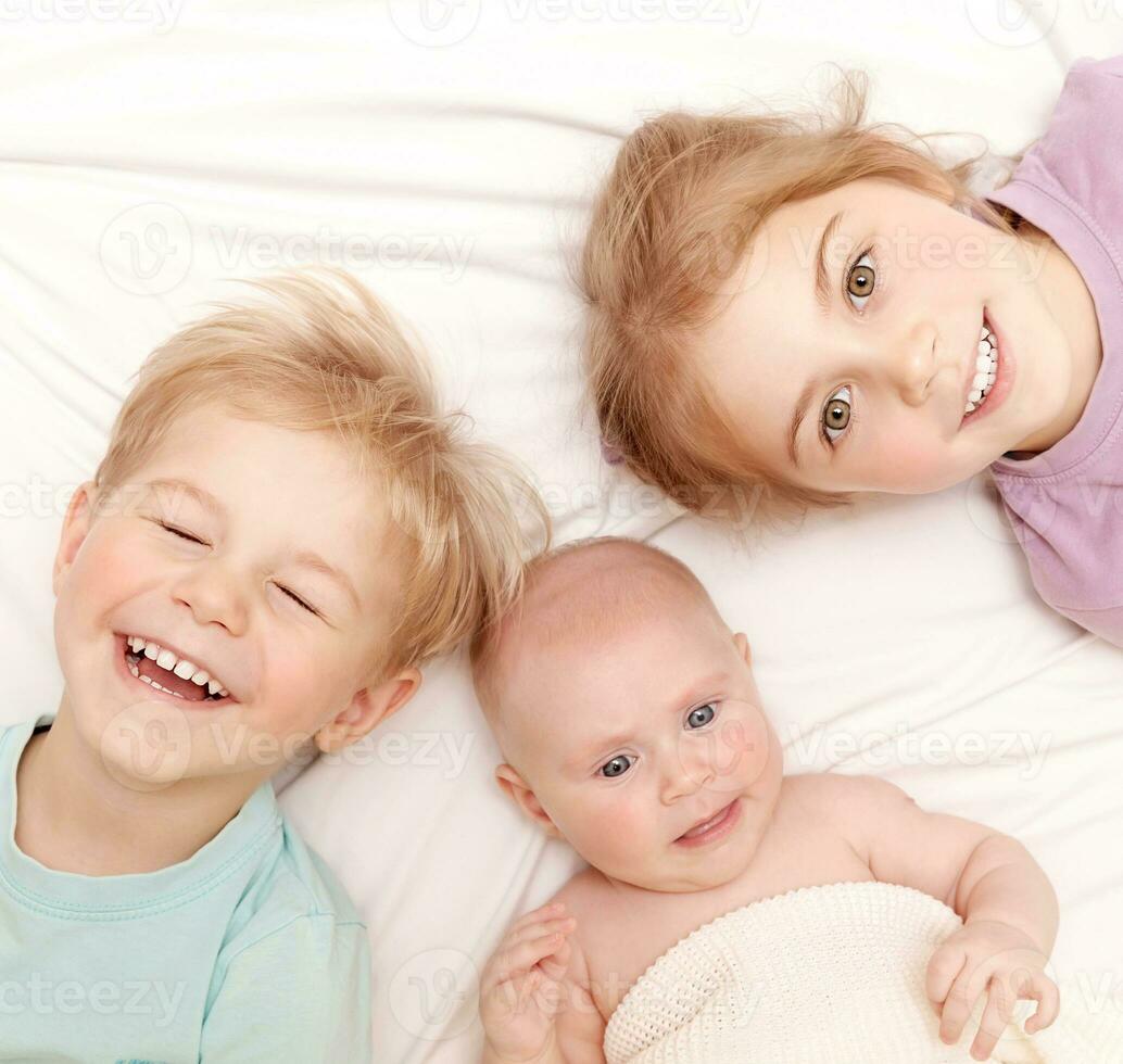 Happy children at home photo