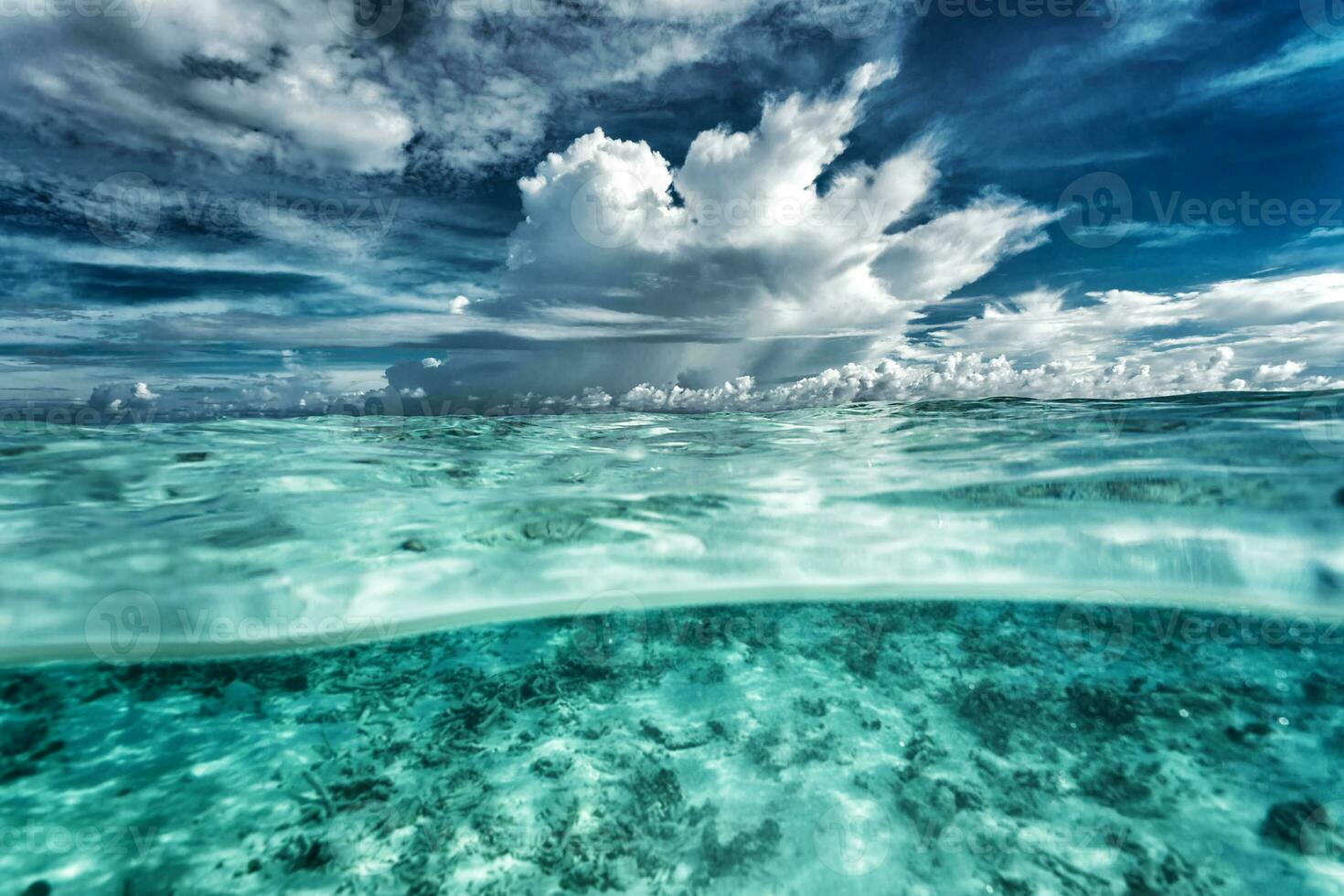 Amazing seascape with underwater photo