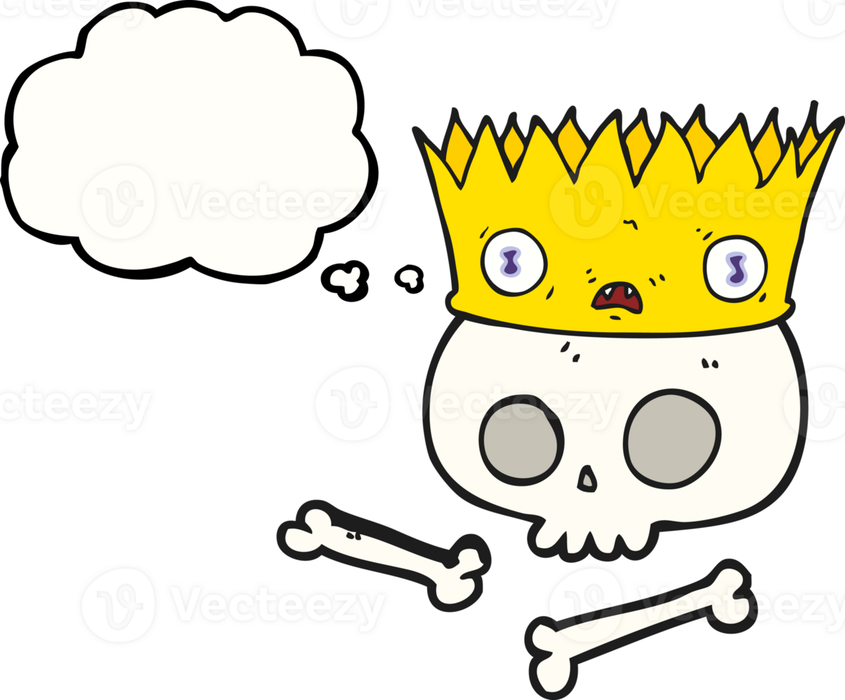 thought bubble cartoon magic crown on old skull png