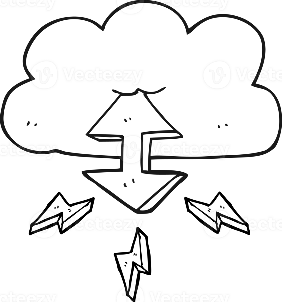 black and white cartoon digital cloud png