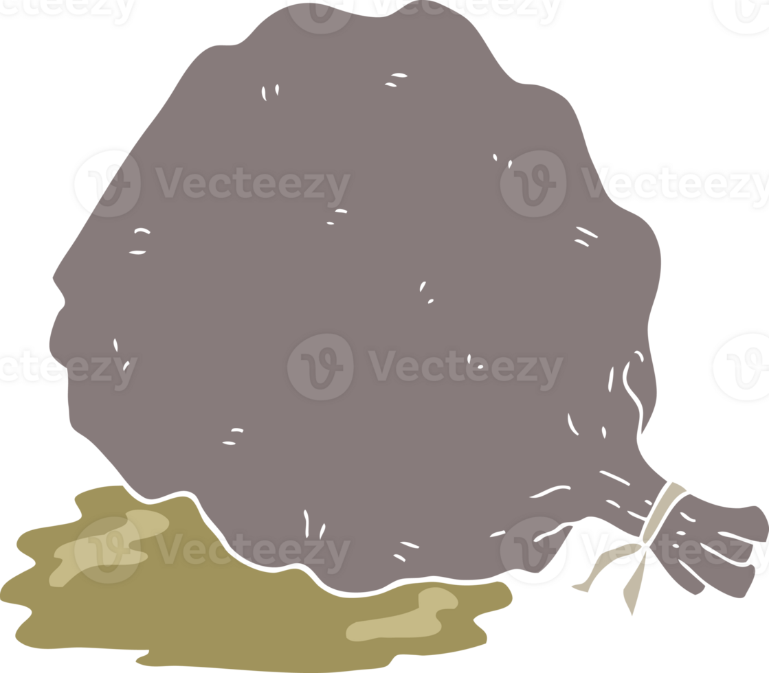 flat color illustration of a cartoon sack of garbage png