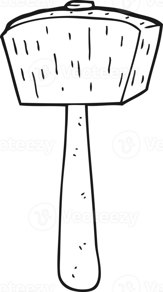 black and white cartoon wooden mallet png
