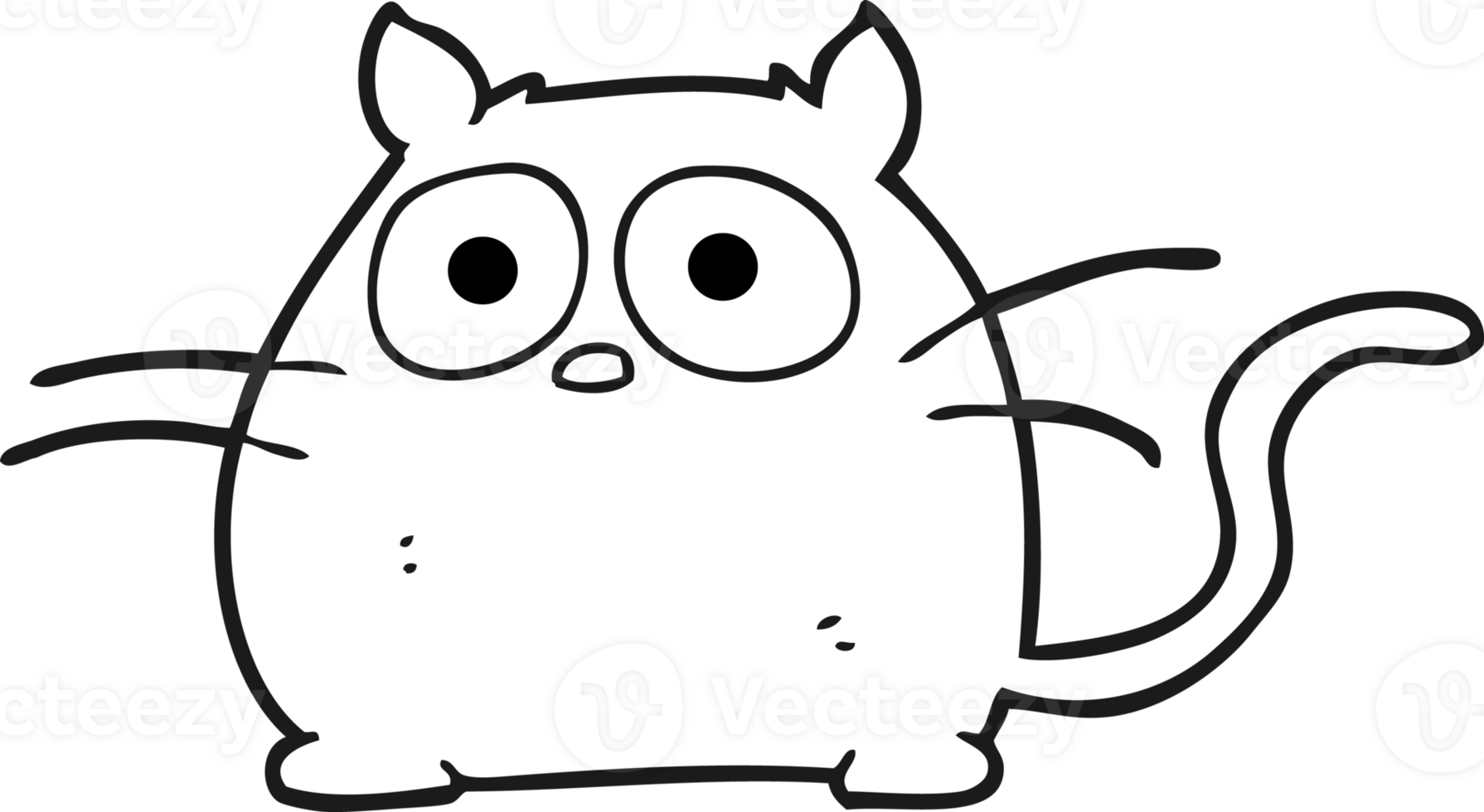 black and white cartoon cat png