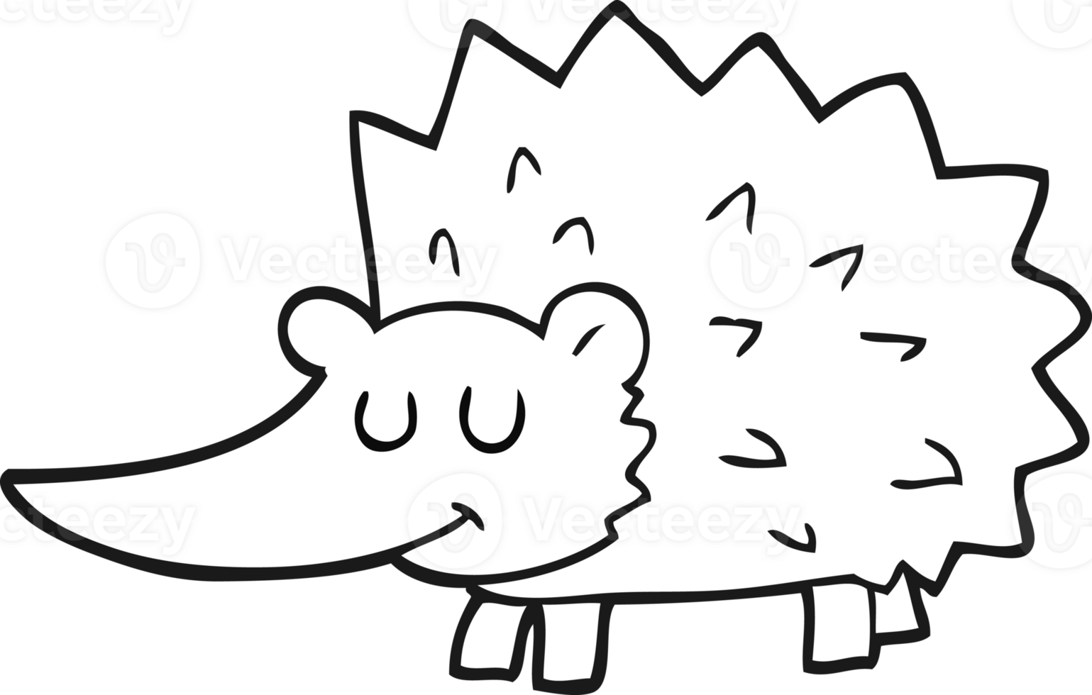 black and white cartoon hedgehog png