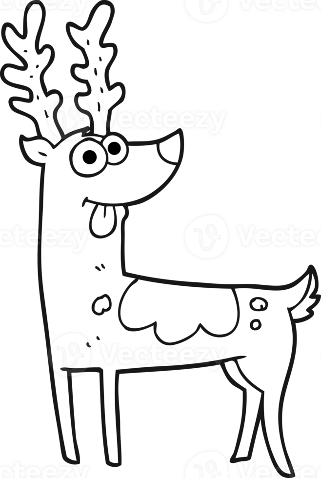 black and white cartoon reindeer png