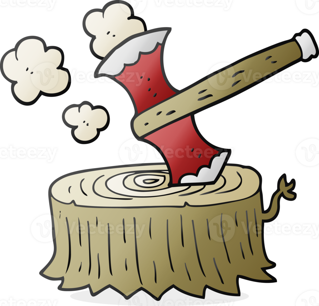 cartoon tree stump and axe png