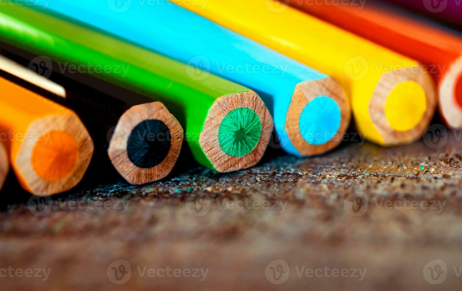 Colorful pencils on the table photo