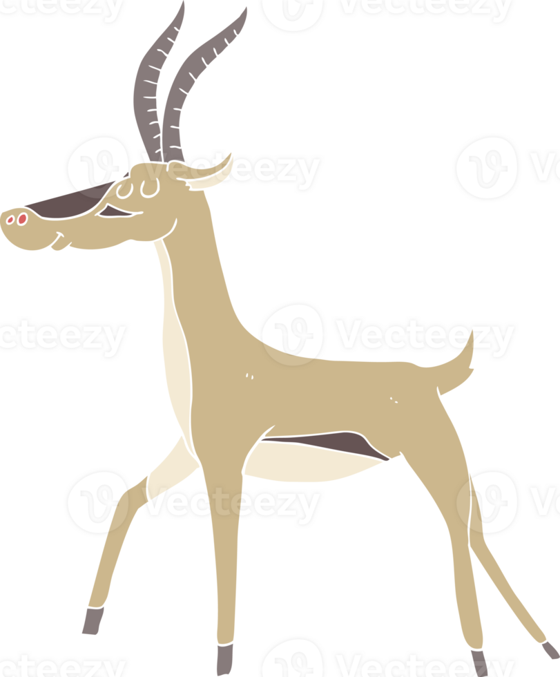 flat color illustration of a cartoon gazelle png