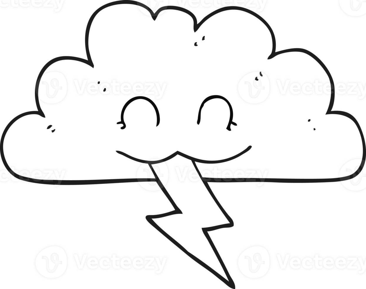 black and white cartoon storm cloud png