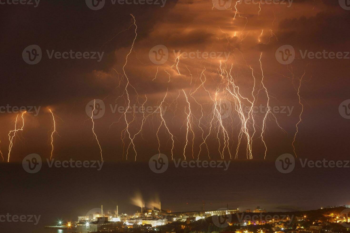 Dramatic Lightning over the Sea photo