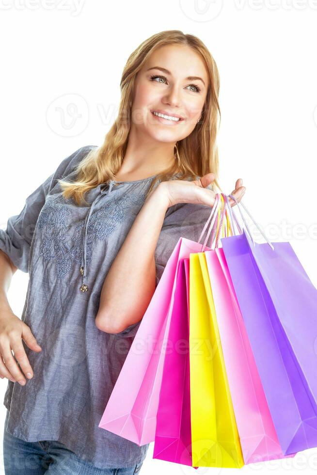 Cute girl with shopping bag photo