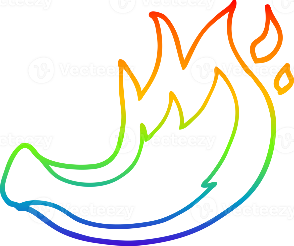 rainbow gradient line drawing cartoon flame png
