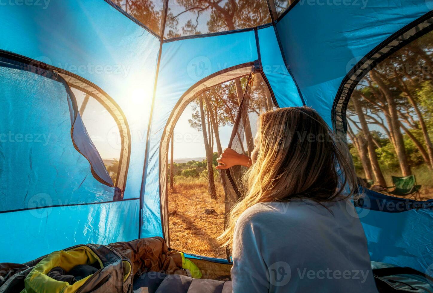 Female Enjoying Camping photo