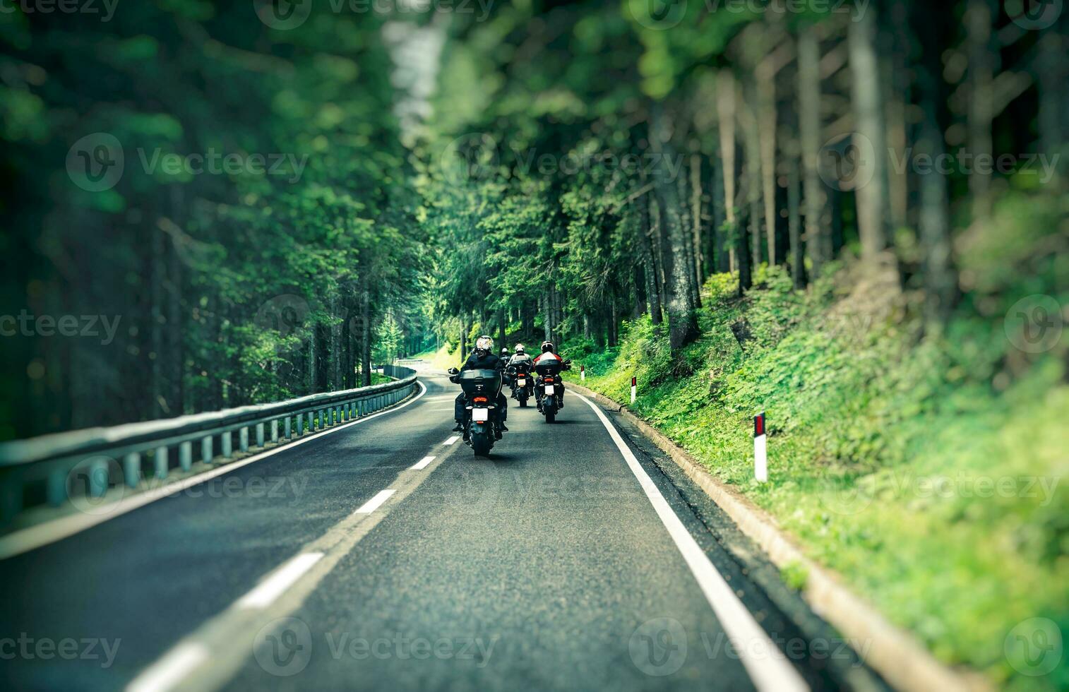 Group of bikers on the highway photo