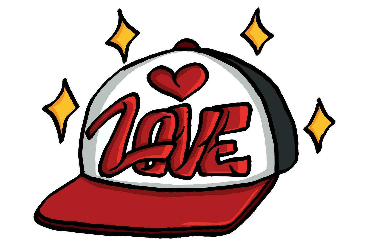 Valentine Item Vector - Hat with Love Graffiti