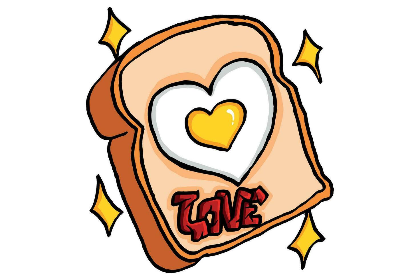 Valentine Item Vector - Bread and Fried Egg Love