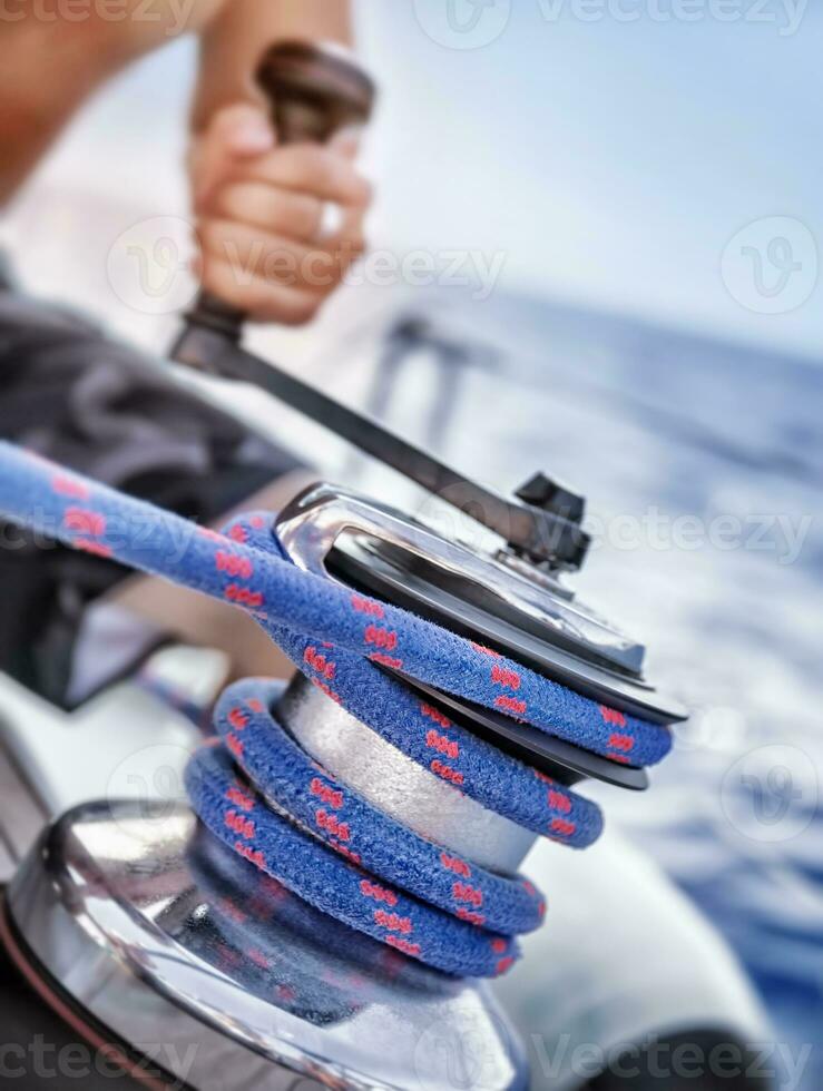 Holder of rope on sailboat photo