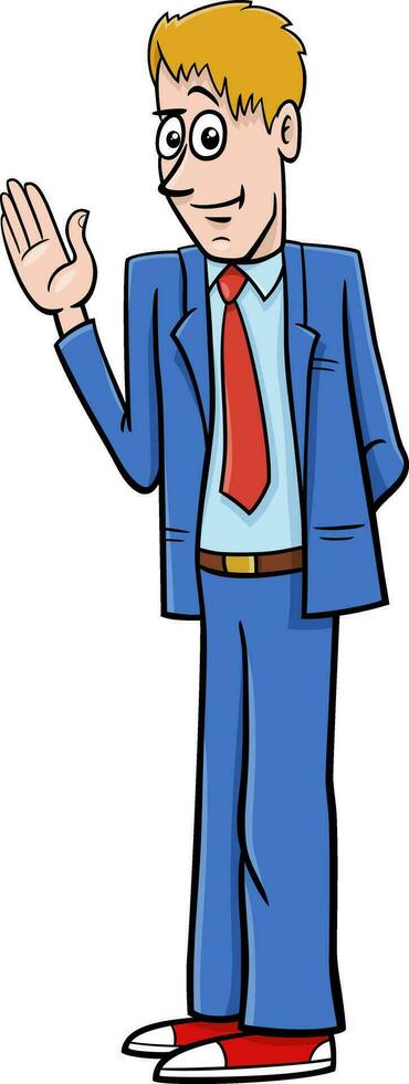 Cartoon young man comic character in suit vector