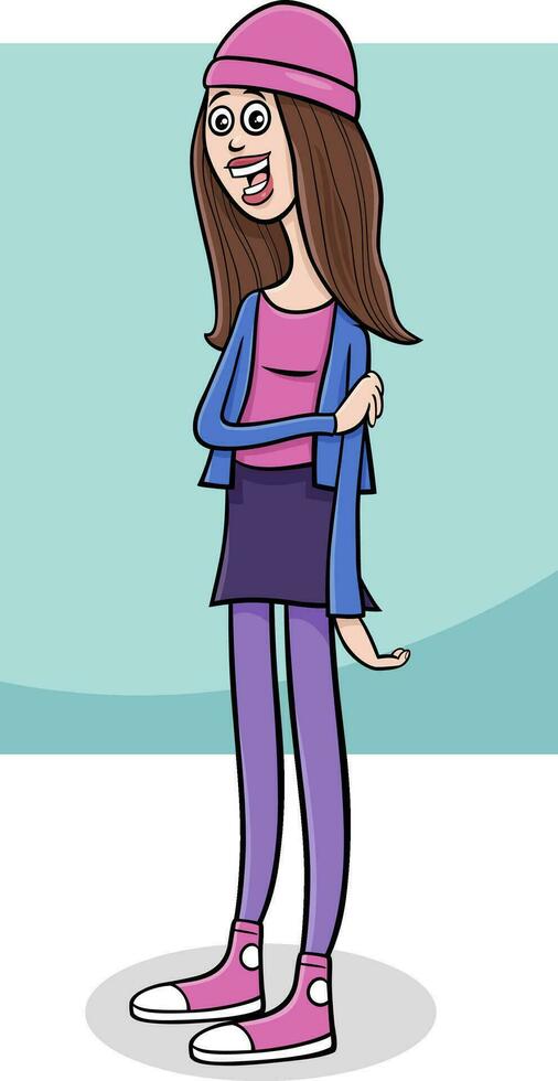 cartoon young woman or girl comic character vector