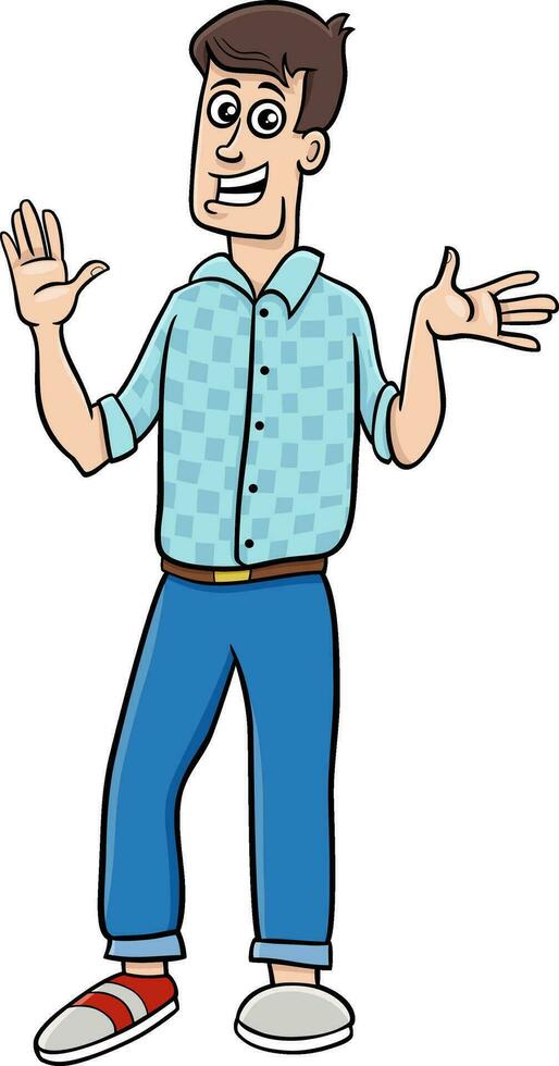 funny cartoon young man or guy comic character vector