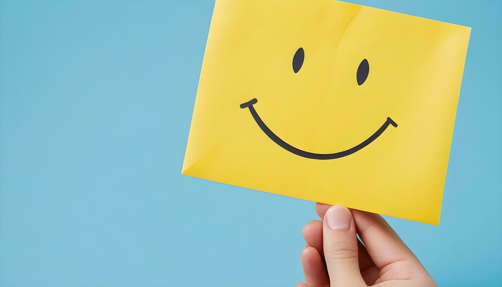 AI generated A Happy Hand Holding a Yellow Smiley Face Paper photo