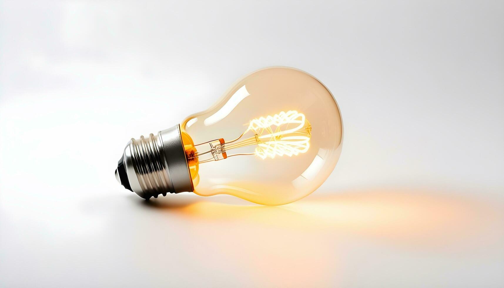 AI generated A light bulb that is turned on on a white surface photo