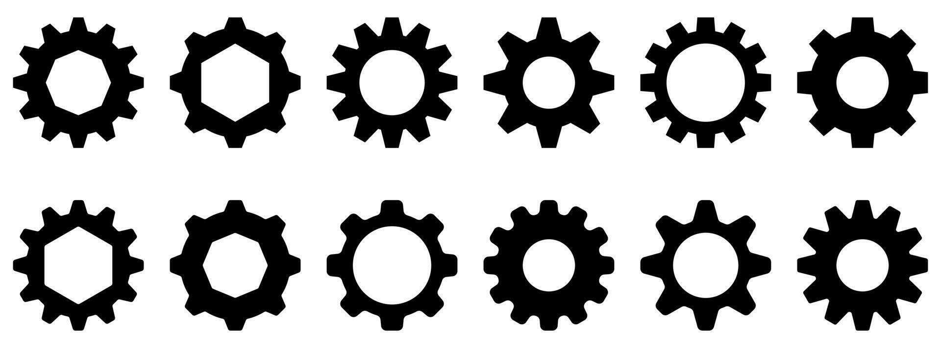 gear settings icon collection, simple vector isolated on white ...