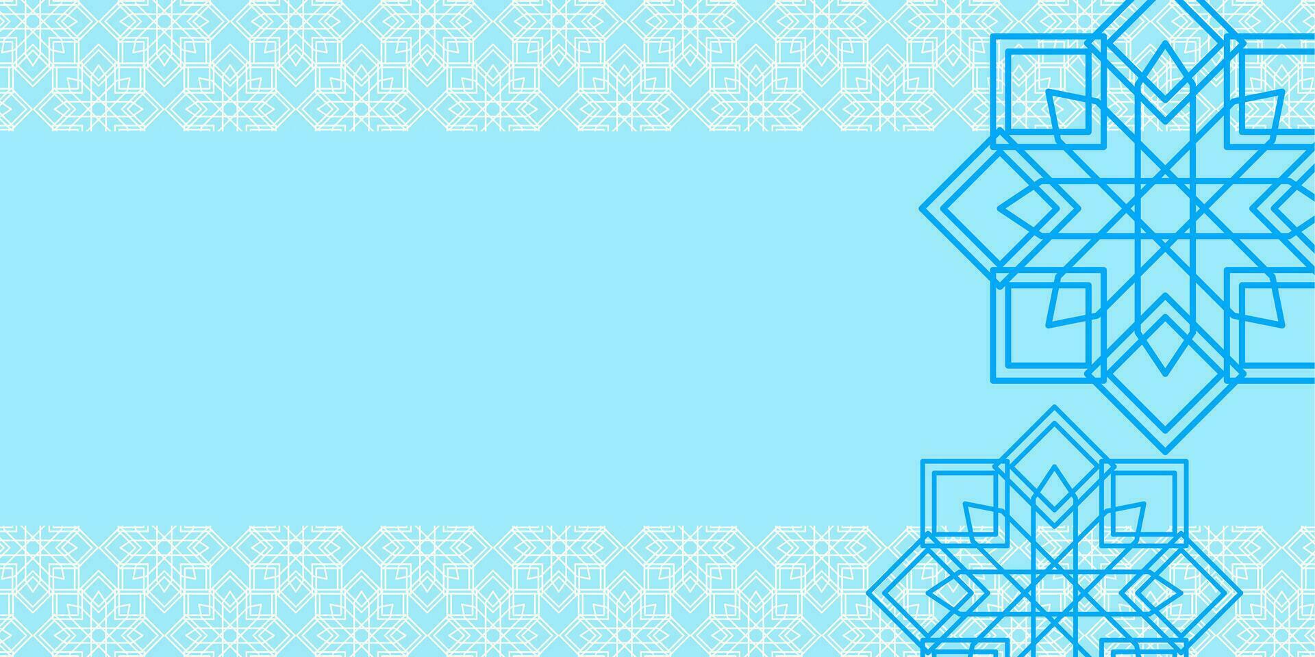 Islamic blue background, with beautiful mandala ornaments. vector template for banner, greeting card, poster, social media for Islamic holidays.