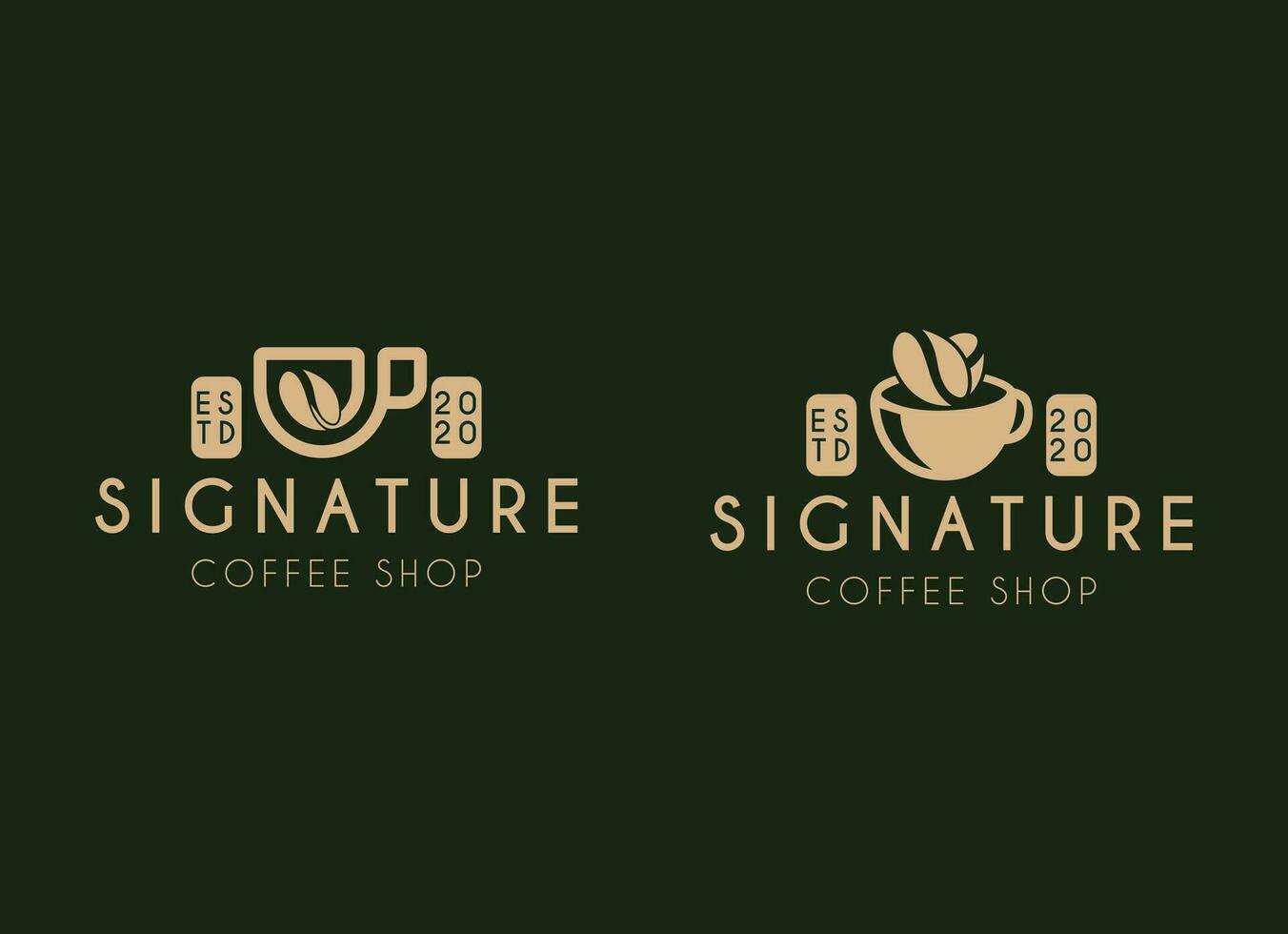 firma café tienda logo. Clásico café tienda logo diseño vector