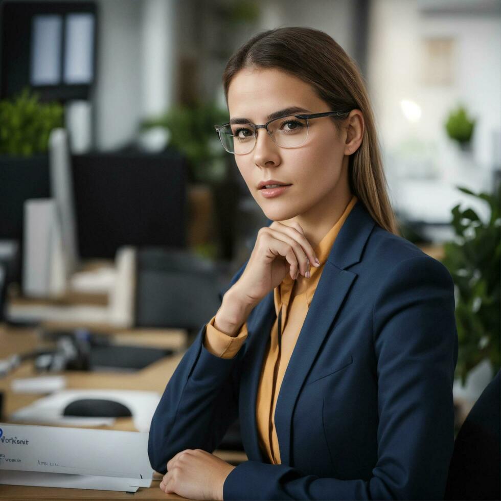 AI generated photo friendly smiling woman looking pleased at front  by ai generator
