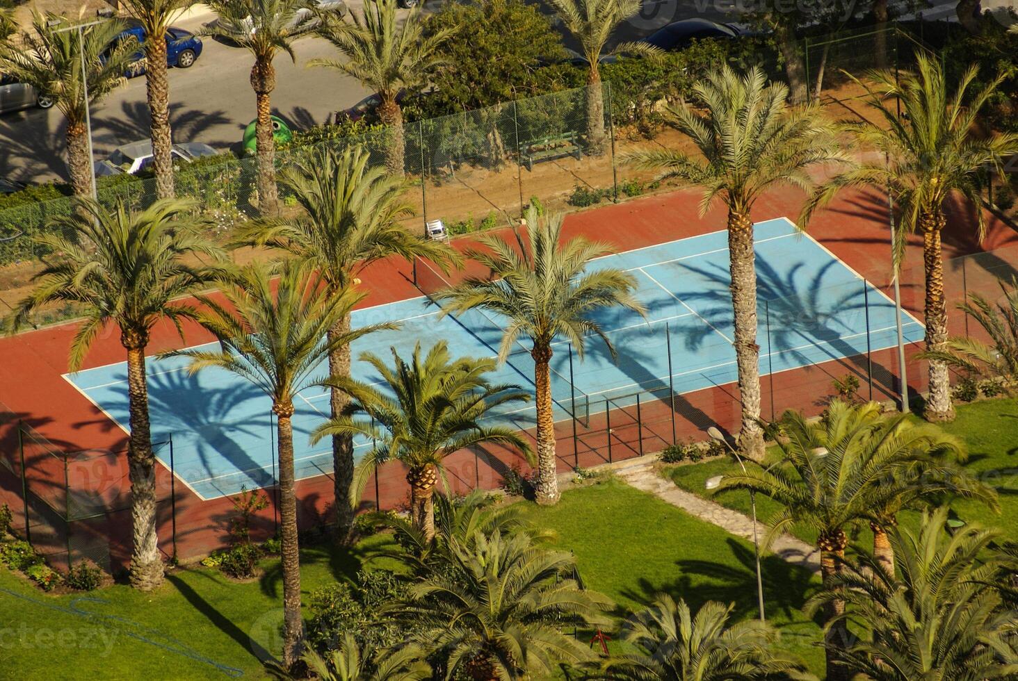 Local Community Tennis Court View on a sunny day photo