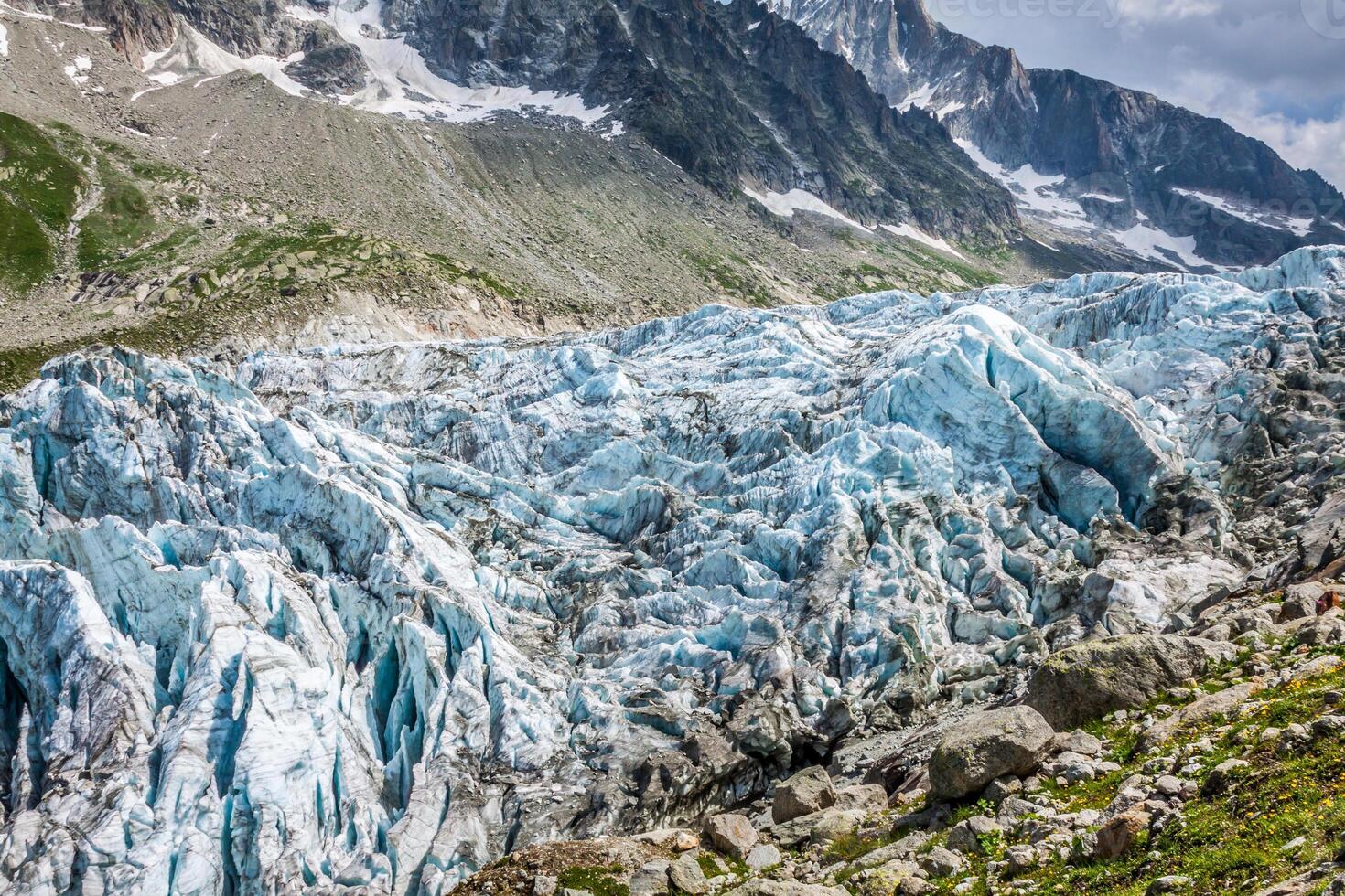 Vista del glaciar argentiere, Chamonix, macizo del Mont Blanc, Alpes, Francia foto