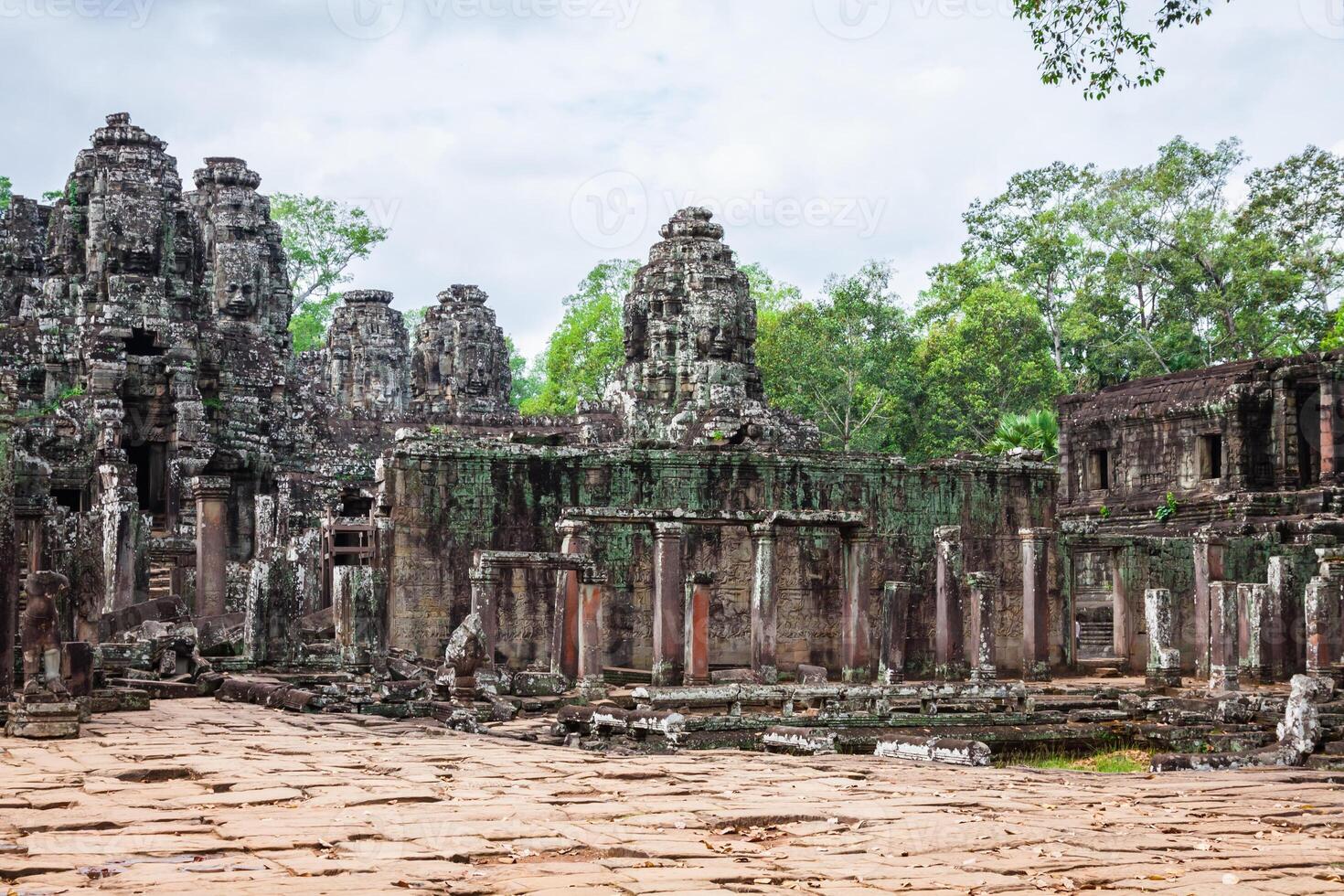 Angkor Thom Cambodia. Bayon khmer temple on Angkor Wat historical place photo