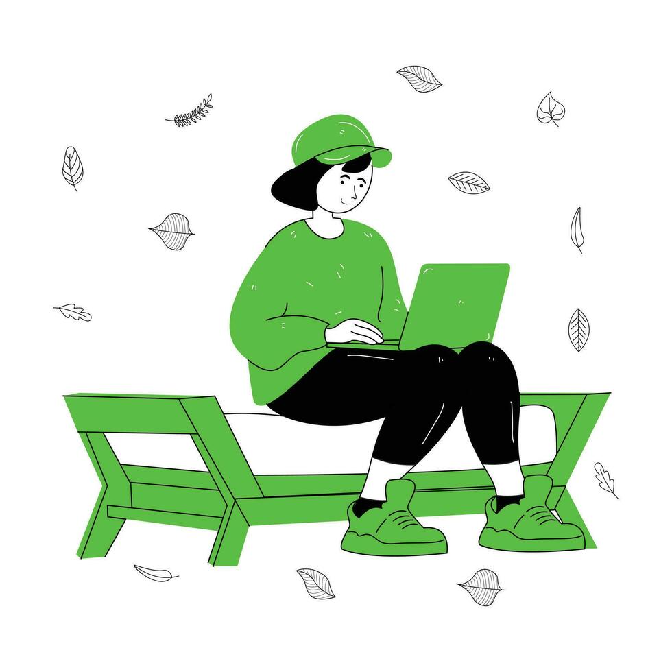 flat illustration of a content creation worker looking for content ideas , writing a script vector