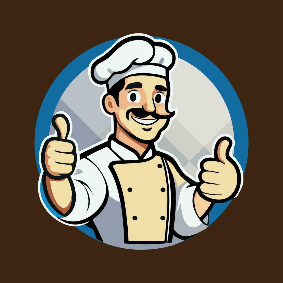 Chef cartoon character logo design vector