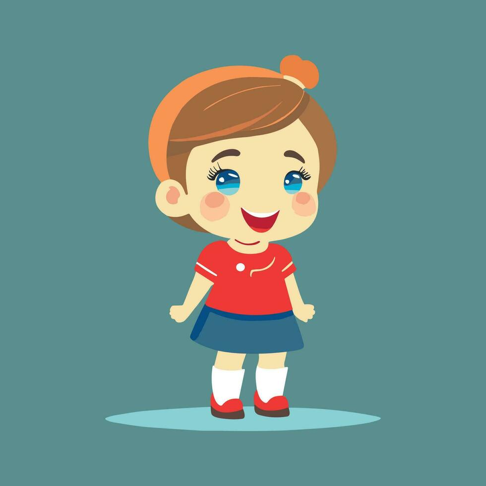 Vector girl with happy smile on character