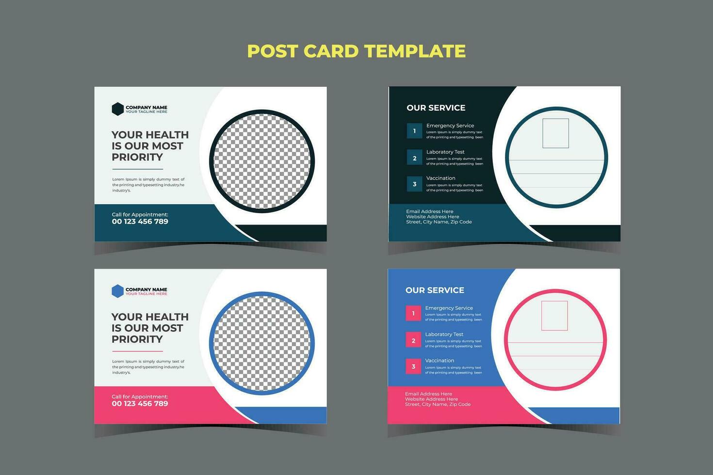 Medical Post card Template Design vector