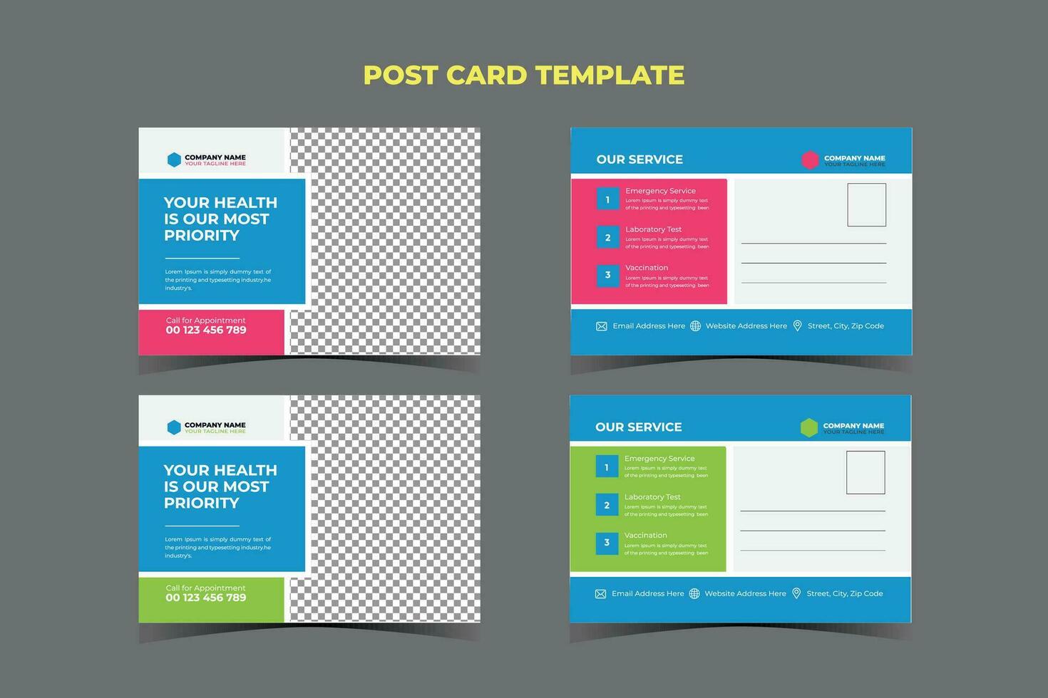Medical Post card Template Design vector