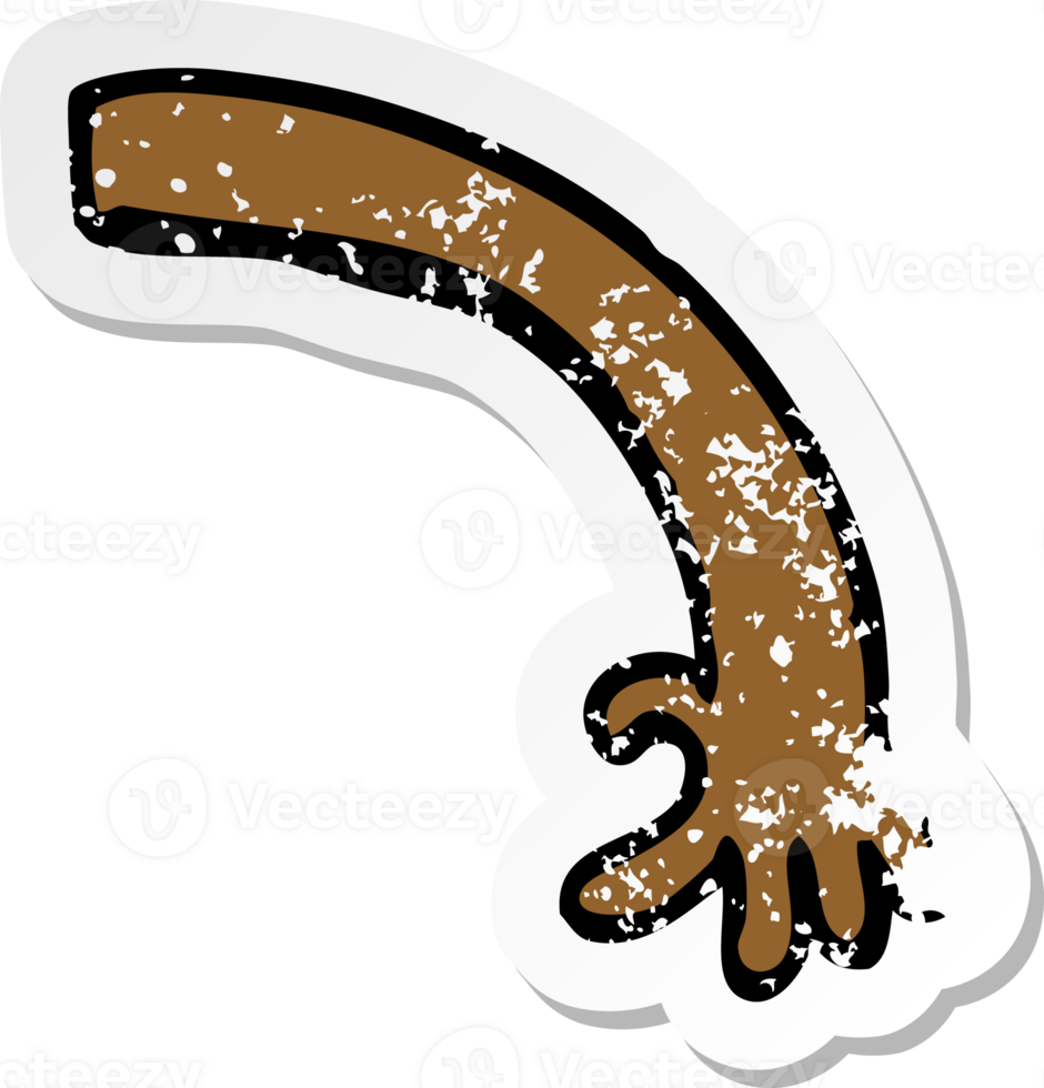 retro distressed sticker of a cartoon arm png