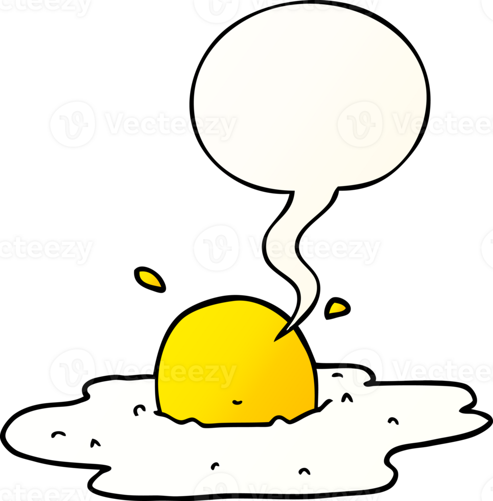 cartoon fried egg and speech bubble in smooth gradient style png