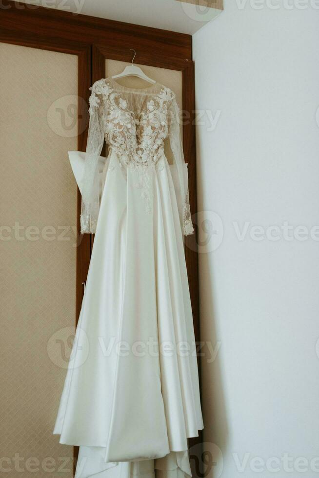 perfect wedding dress on the wedding day photo