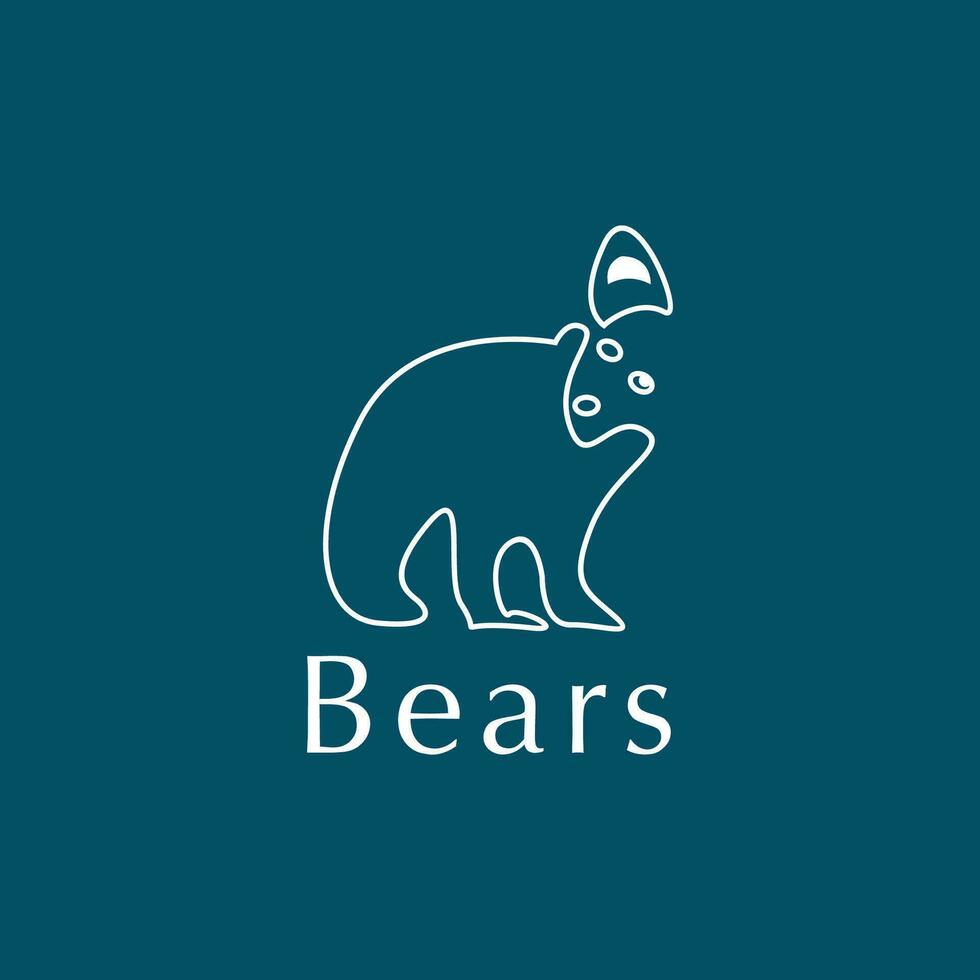 Bear line Logo Design Template. Vector illustration
