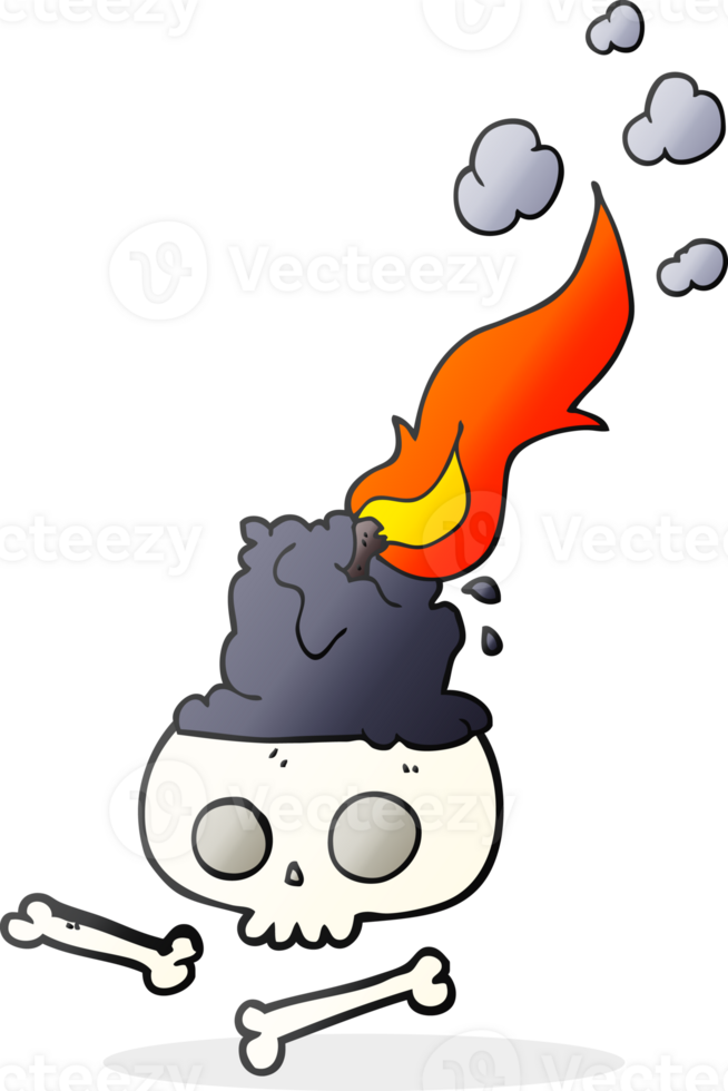 cartoon burning candle on skull png