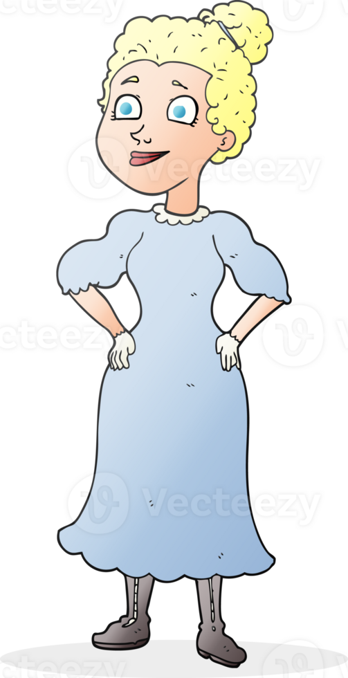 cartoon victorian woman in dress png