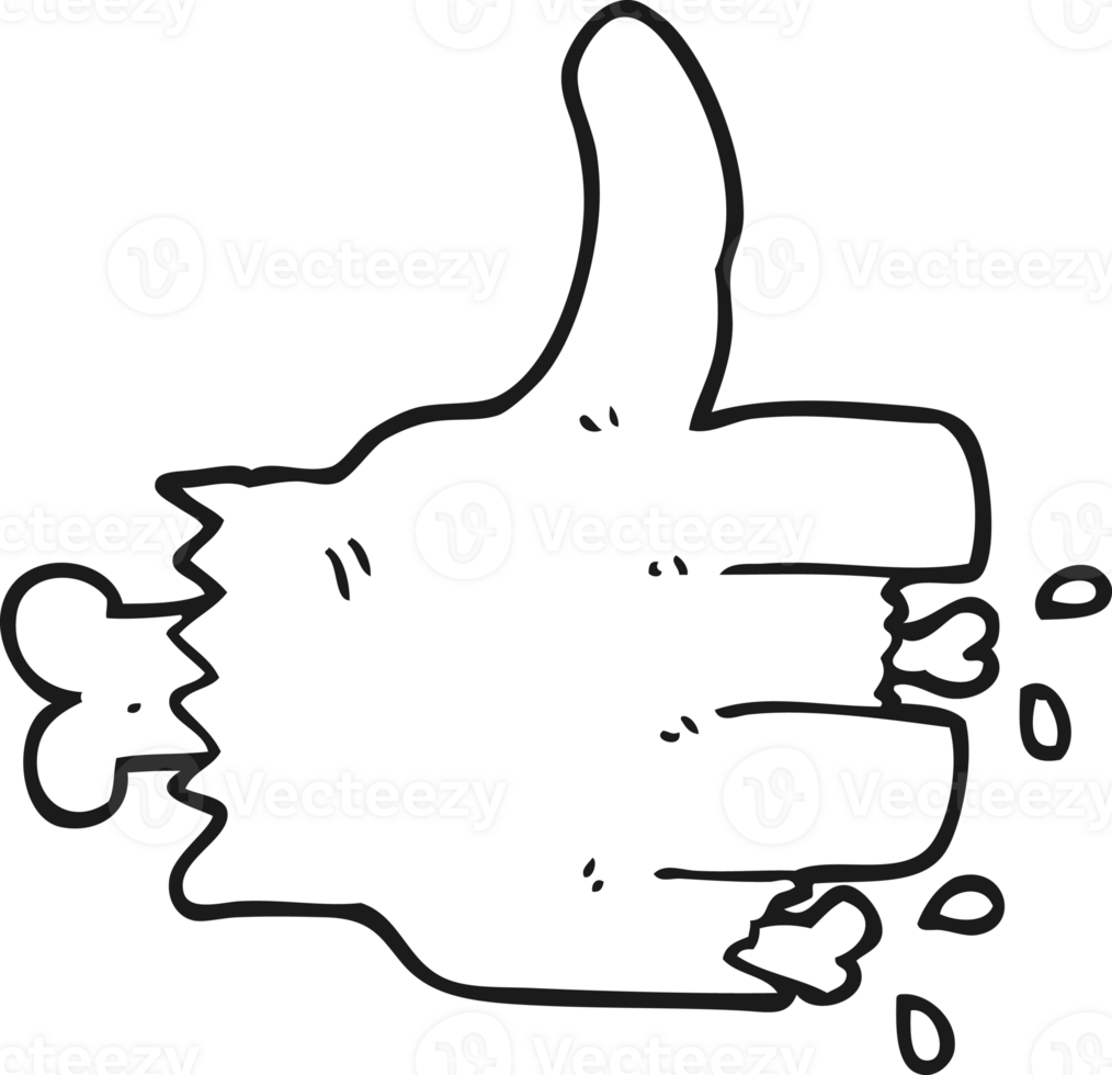 black and white cartoon zombie hand png